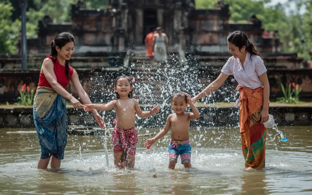 Songkran en famille avec enfants à Sukhothai fête de l'eau Thaïlande 2026