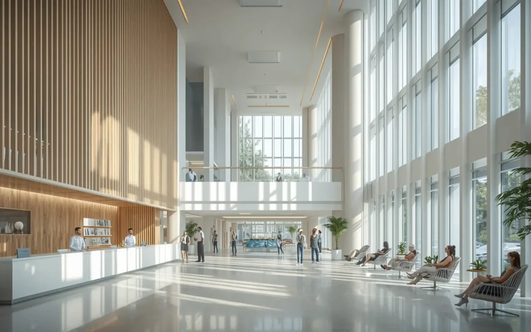 Hall d'accueil hôpital international privé Bangkok personnel médical patients étrangers
