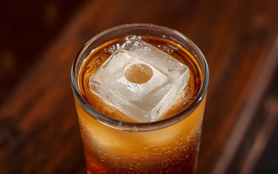 Glaçon cylindrique industriel dans un verre, bar en Thaïlande