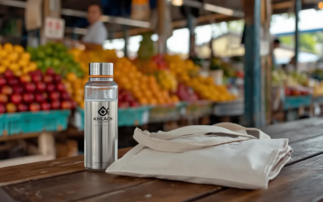 Gourde filtrante et tote bag pour voyager sans plastique en Thaïlande