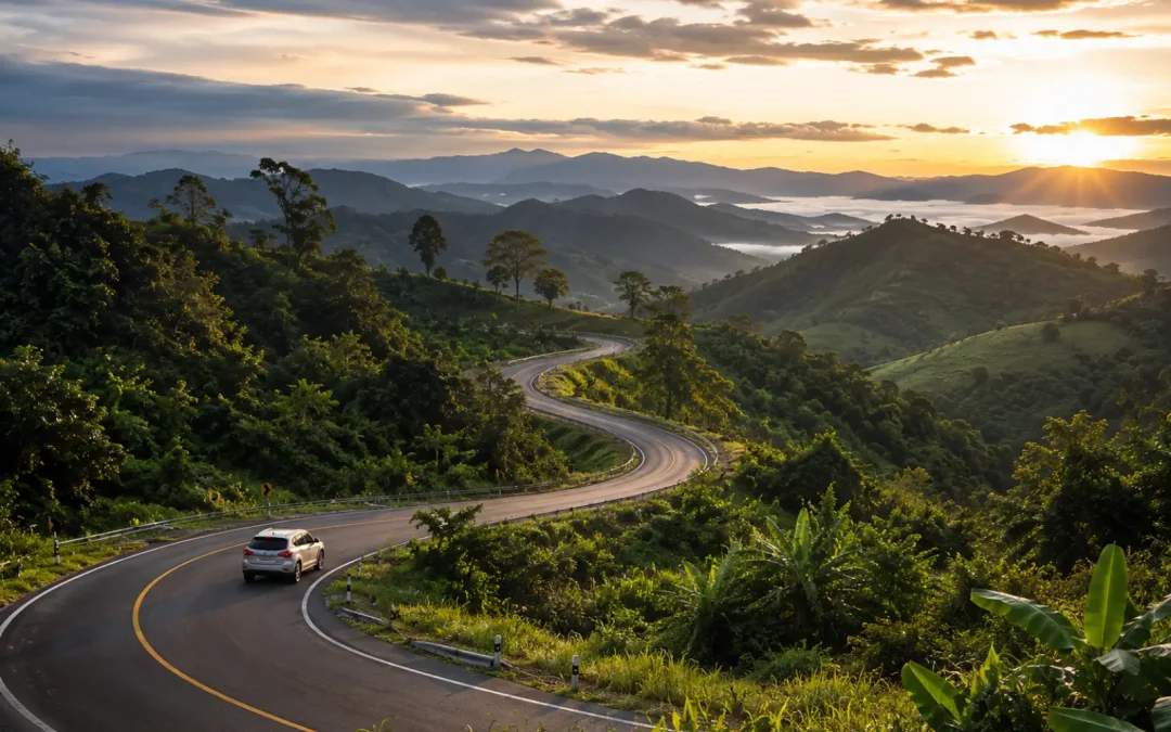 Route de montagne entre Chiang Mai et Chiang Rai pour un road trip en voiture